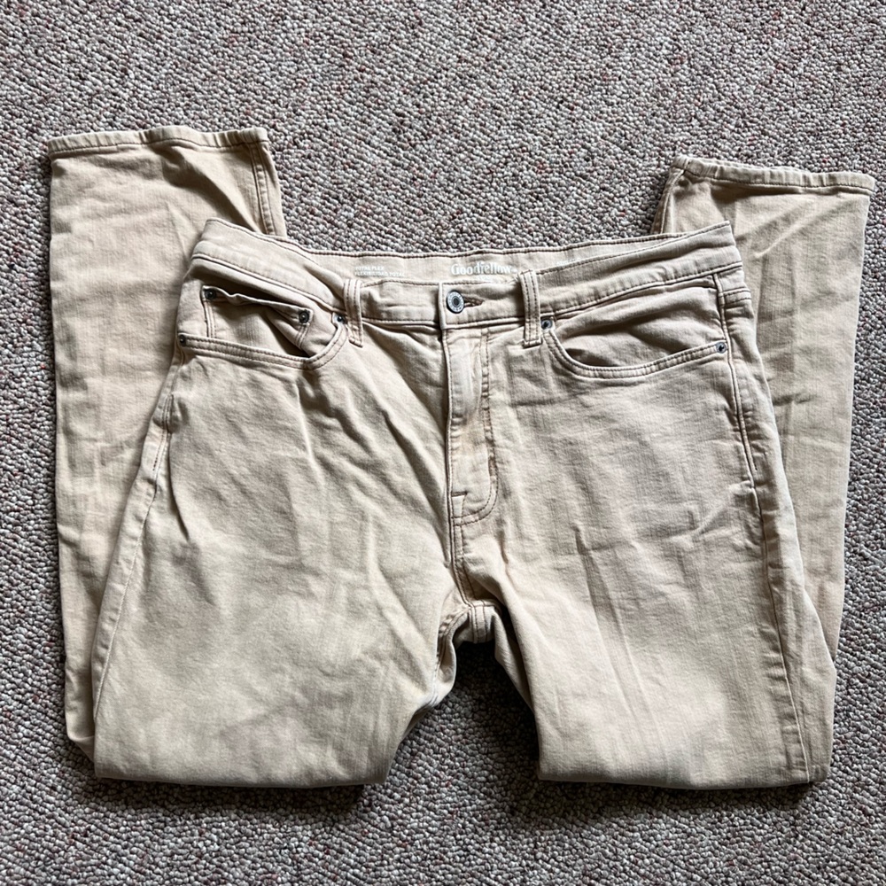 Tan Wide-Leg Jeans